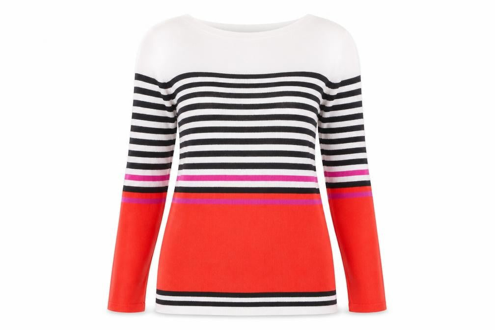 M&Co Womens Multicoloured Round Neck Striped Viscose Pullover Jumper Size 8