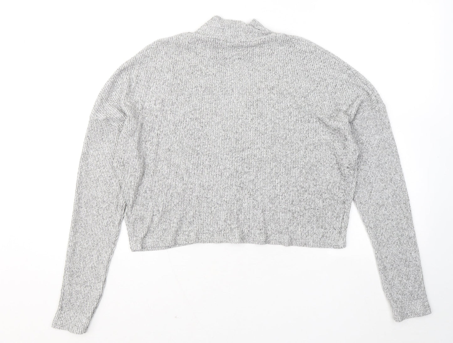 Topshop Womens Grey Mock Neck Viscose Pullover Jumper Size 12