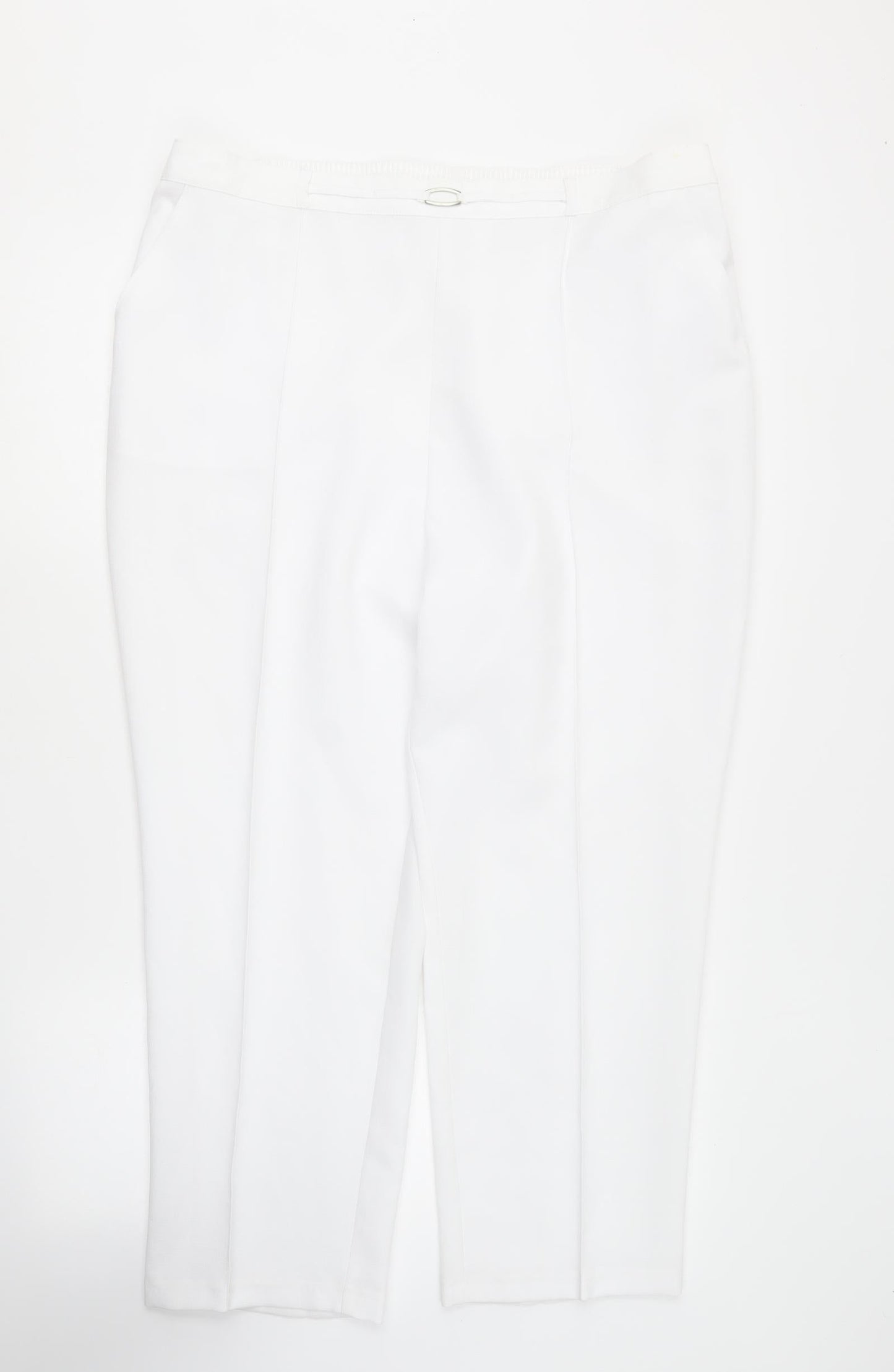 Marks and Spencer Womens White Polyester Trousers Size 18 L24 in Regular