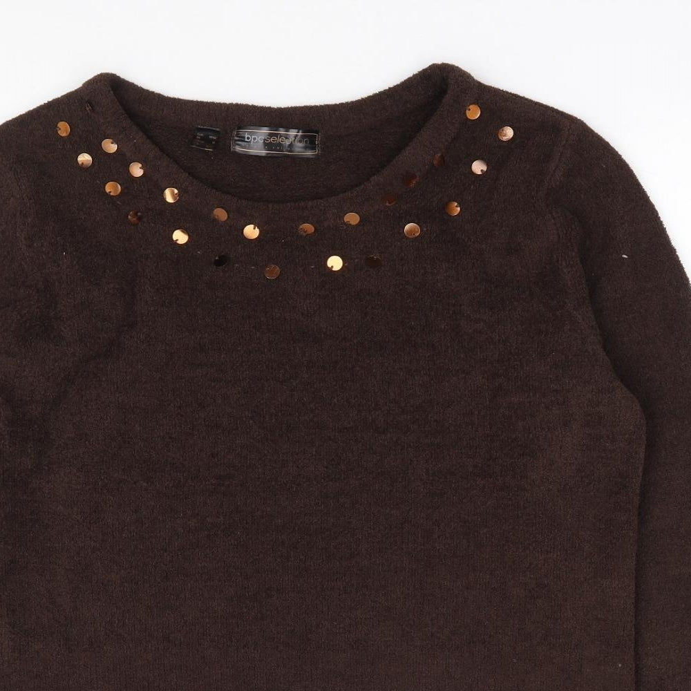 Bon Prix Collection Womens Brown Round Neck Polyester Pullover Jumper Size 14