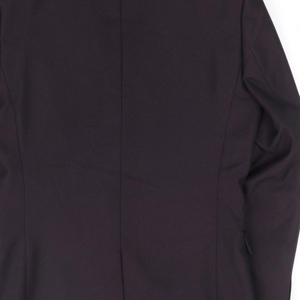 Moss London Mens Purple Geometric Polyester Jacket Suit Jacket Size 38