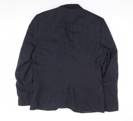 H&M Mens Blue Polyester Jacket Suit Jacket Size 44