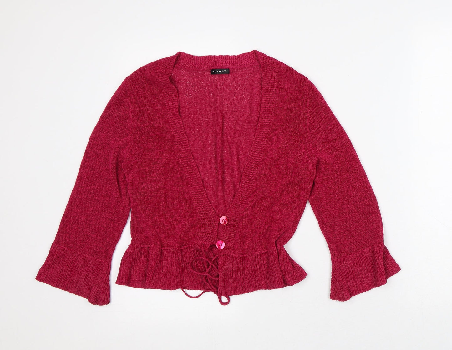 Planet Womens Pink V-Neck Polyester Cardigan Jumper Size S