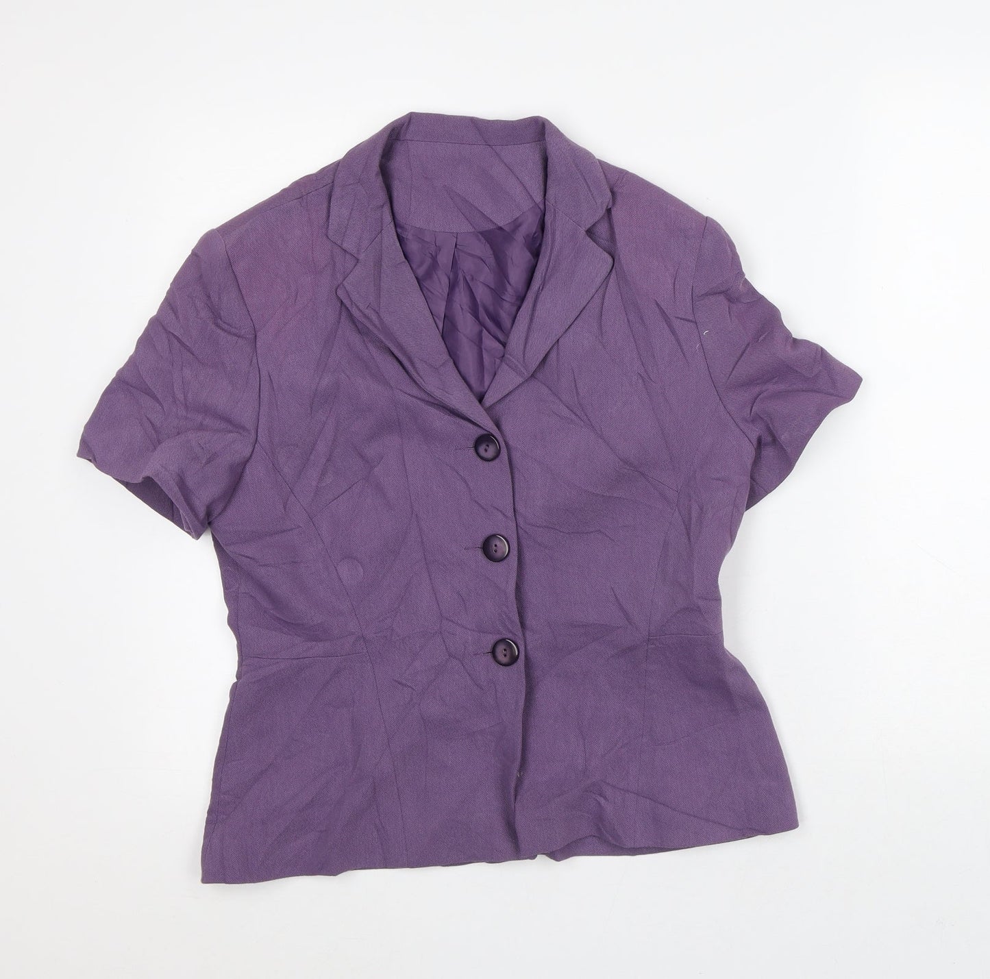 Richards Womens Purple Jacket Blazer Size 12 - Short Sleeves