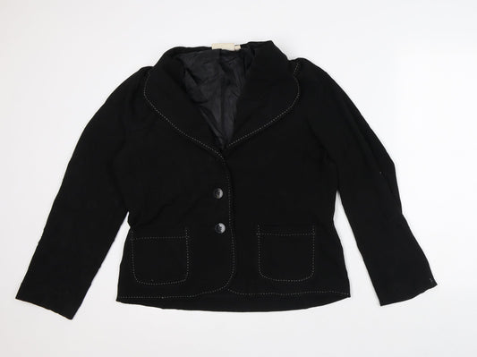 EWM Womens Black Striped Jacket Blazer Size 14