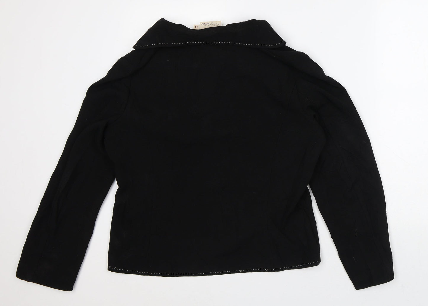 EWM Womens Black Striped Jacket Blazer Size 14