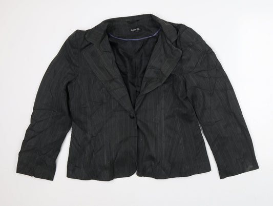 George Womens Grey Striped Jacket Blazer Size 18