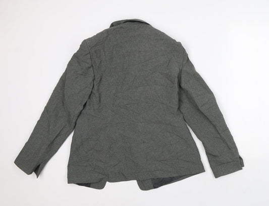 Internacionale Womens Grey Geometric Jacket Blazer Size 12