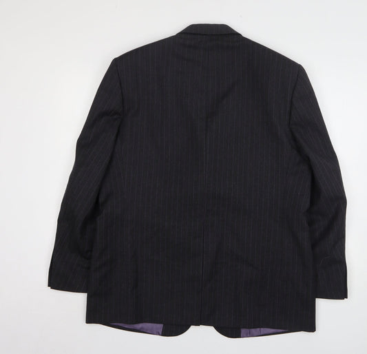 Greenwoods Mens Grey Striped Wool Jacket Suit Jacket Size 42