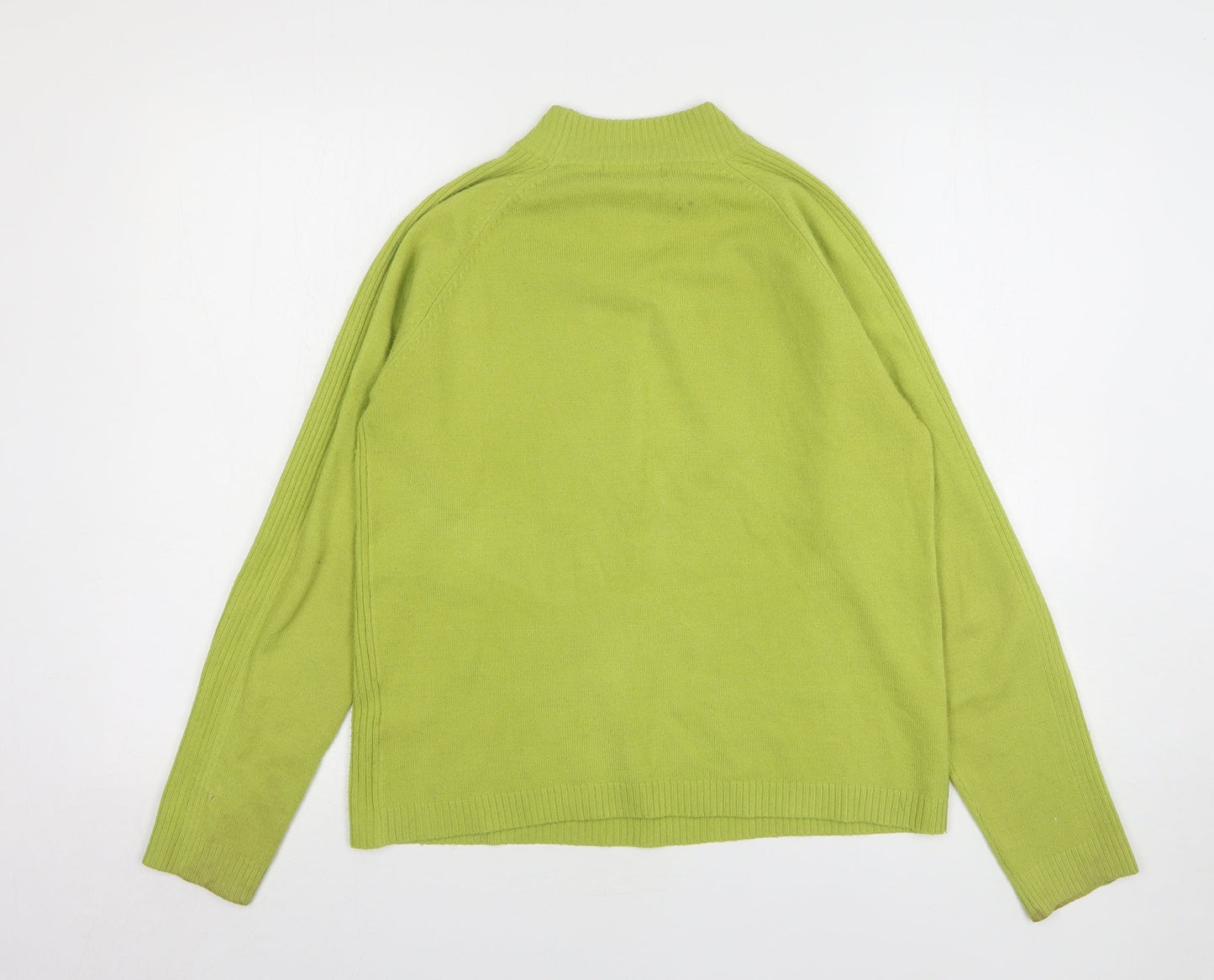 Ann Marie Womens Green High Neck Acetate Pullover Jumper Size M
