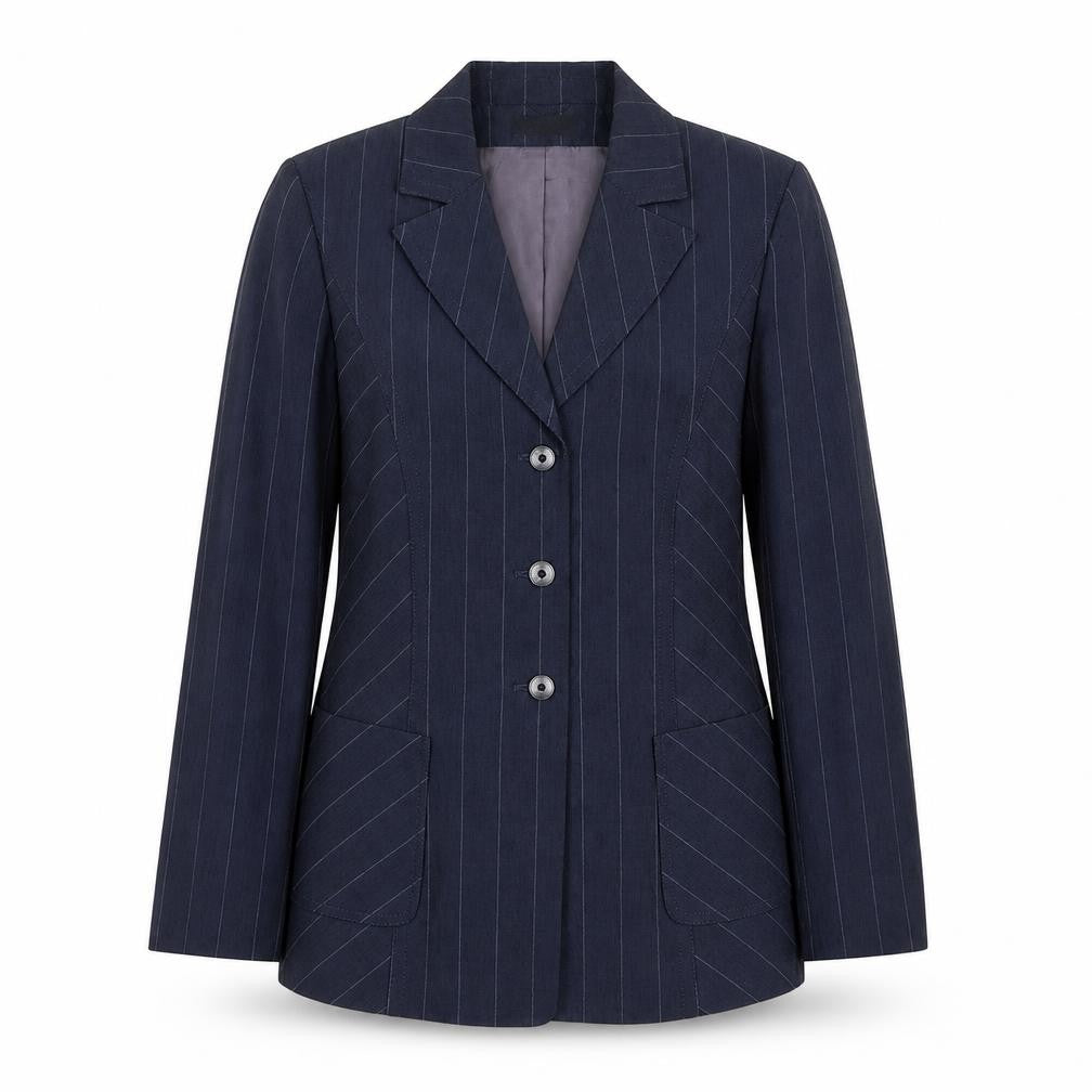 APANAGE Womens Blue Striped Wool Jacket Suit Jacket Size 16