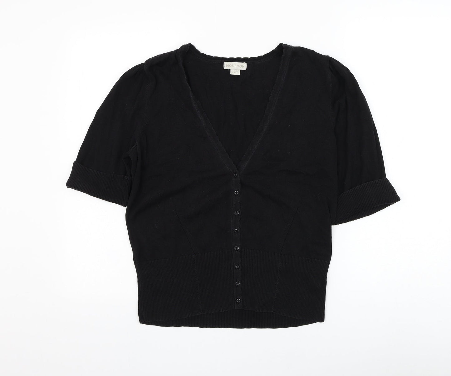 Monsoon Womens Black V-Neck Polyester Jumper Size 16