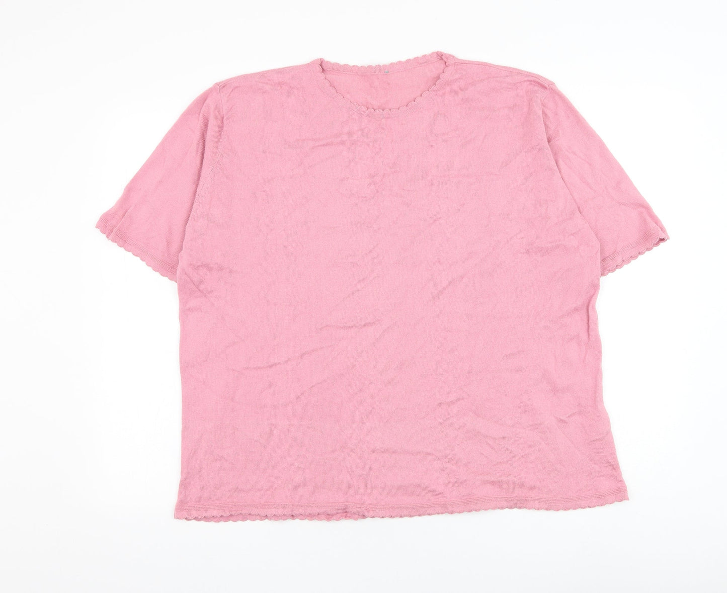Preworn Womens Pink Round Neck Polyester Pullover Jumper Size L