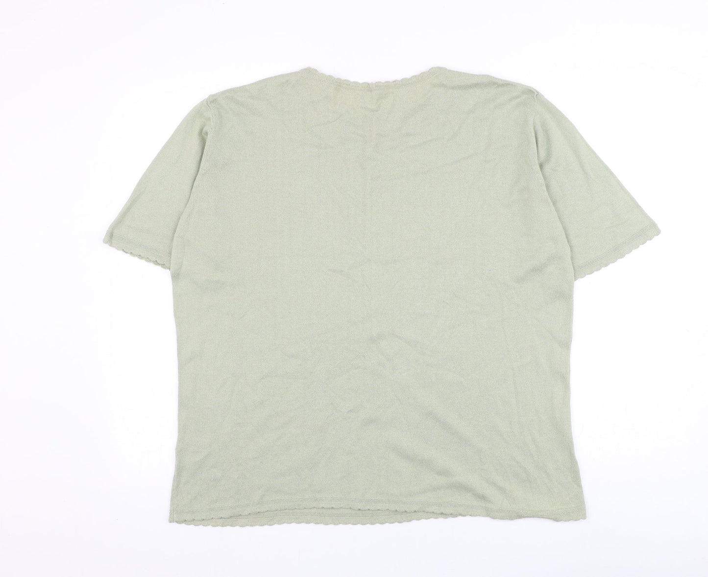 Preworn Womens Green Round Neck Cotton Pullover Jumper Size L