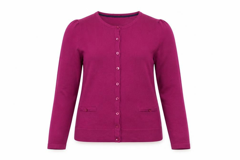 John Lewis Womens Purple Round Neck Viscose Cardigan Jumper Size 10