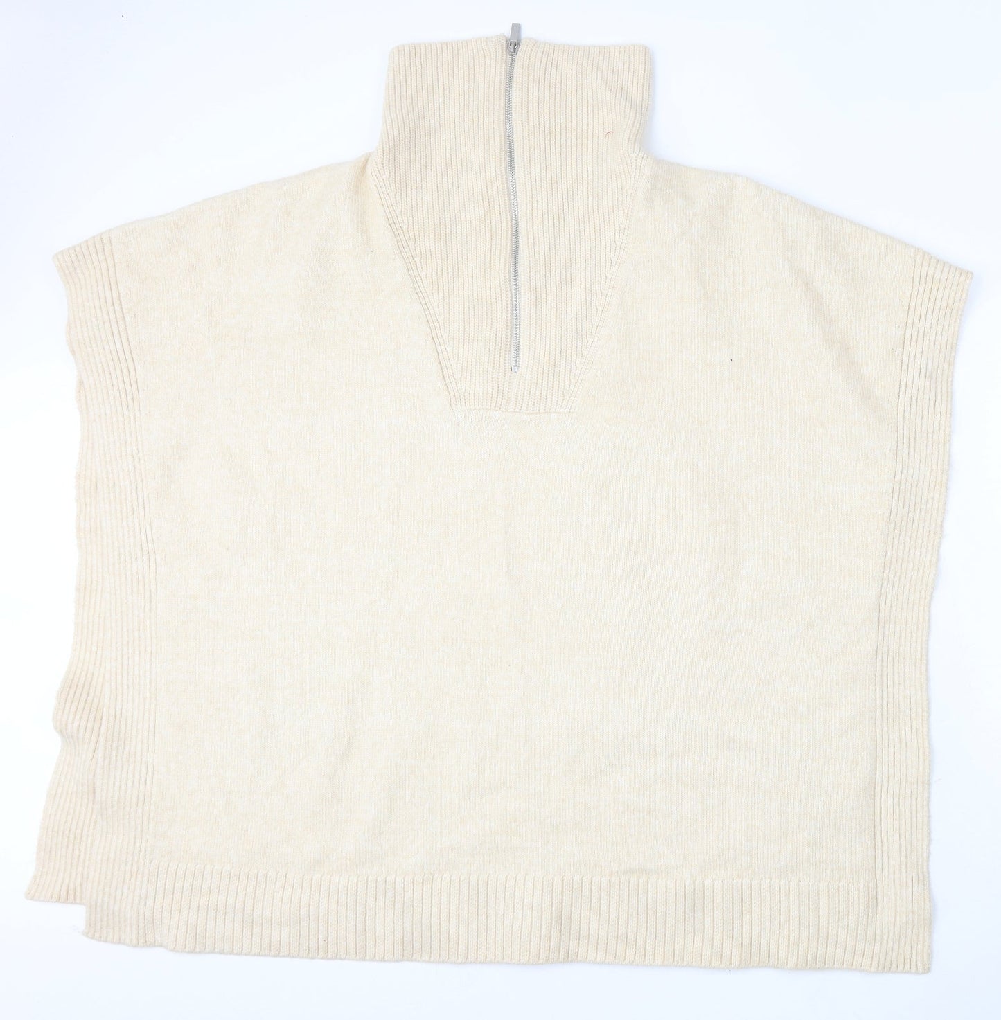 H&M Womens Beige Mock Neck Polyester Pullover Jumper Size M
