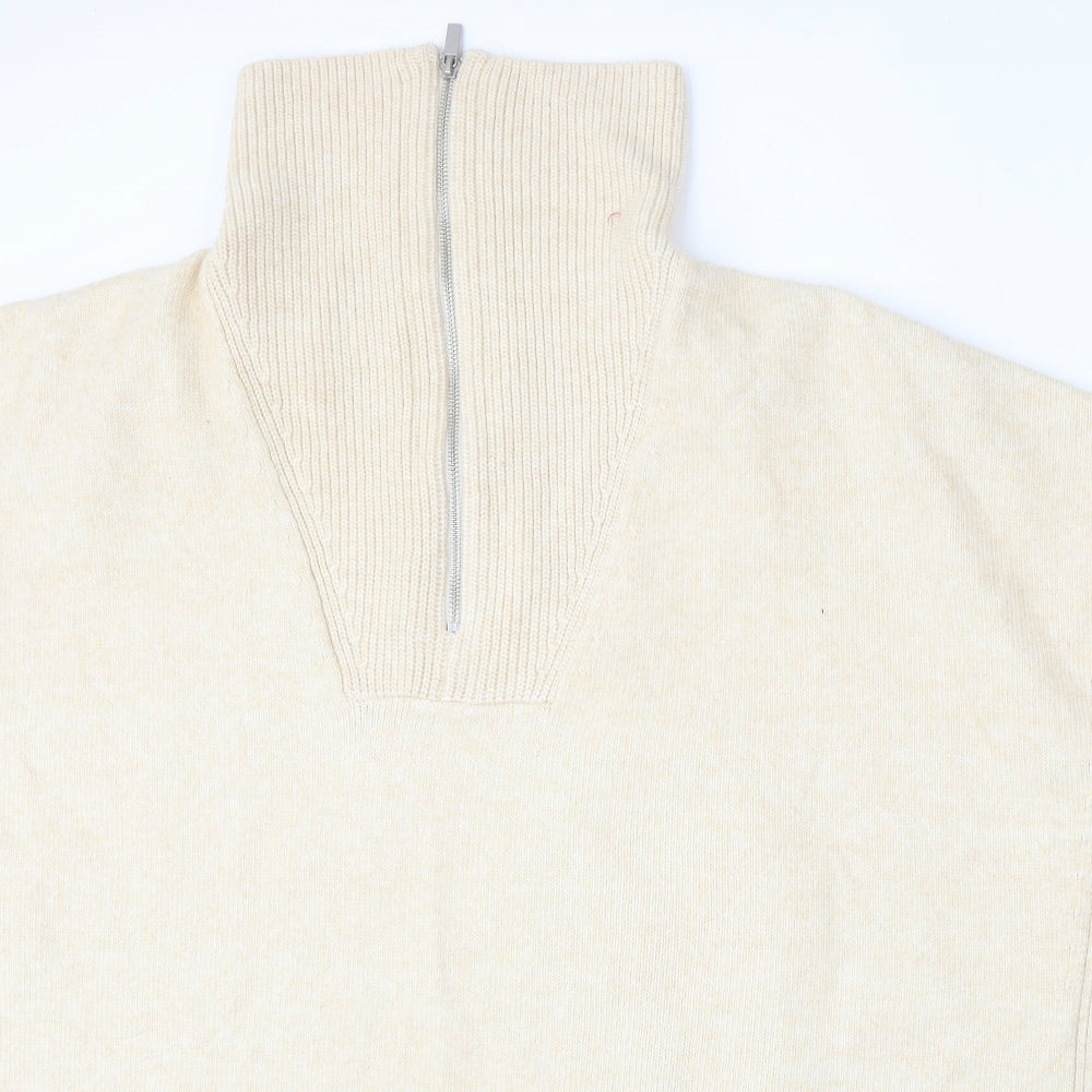 H&M Womens Beige Mock Neck Polyester Pullover Jumper Size M