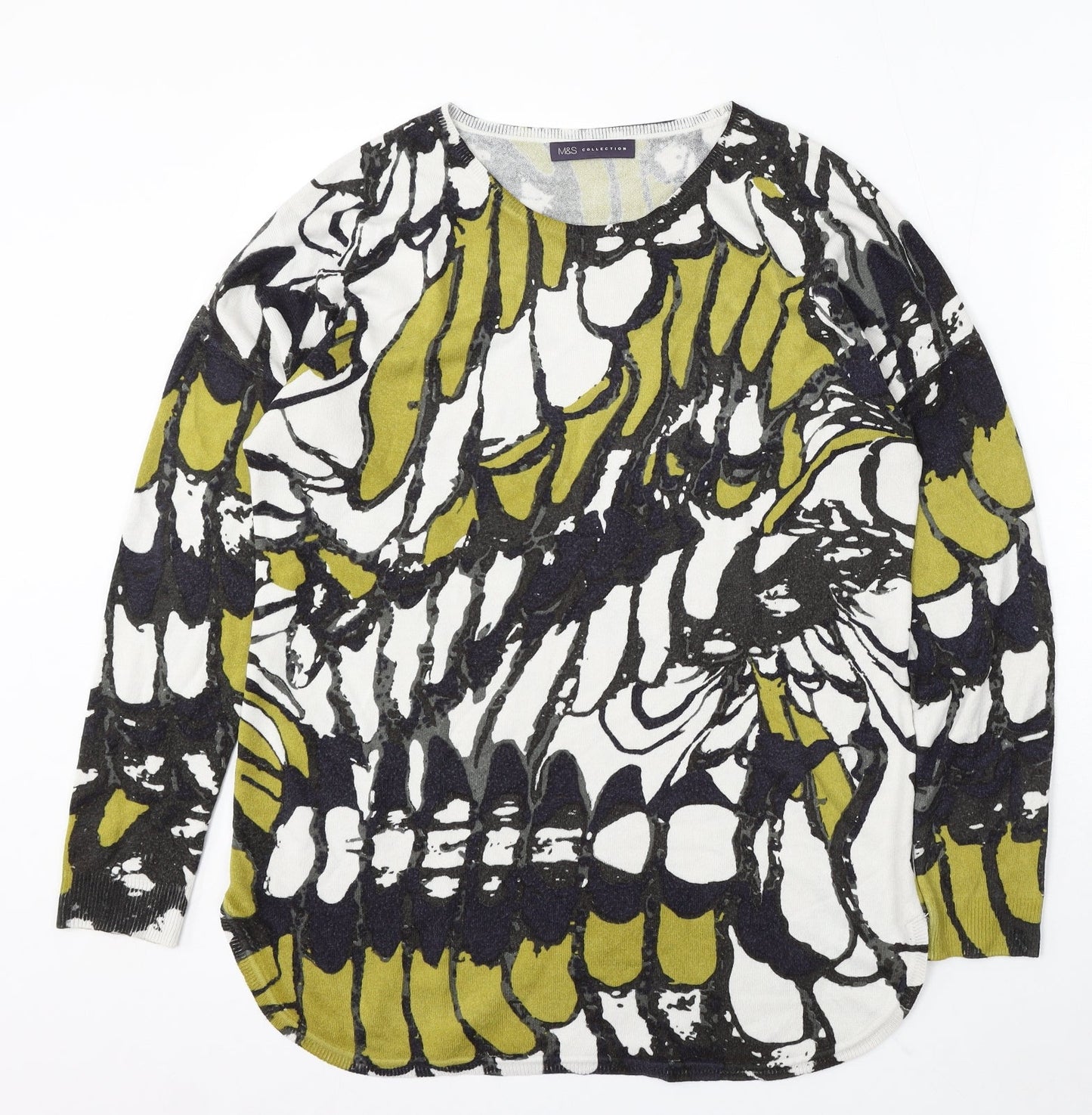 Marks and Spencer Womens Multicoloured Round Neck Geometric Polyester Pullover Jumper Size L