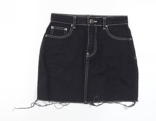 FOREVER 21 Womens Black Cotton A-Line Skirt Size S