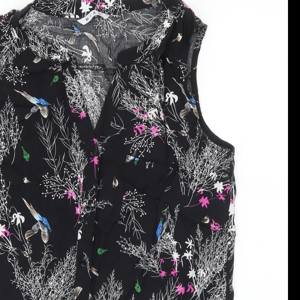 Miao Womens Multicoloured Geometric Cotton Basic Blouse Size L V-Neck