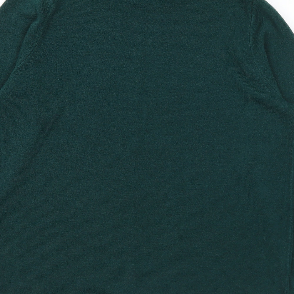 Classic Womens Green Mock Neck Acrylic Pullover Jumper Size 14