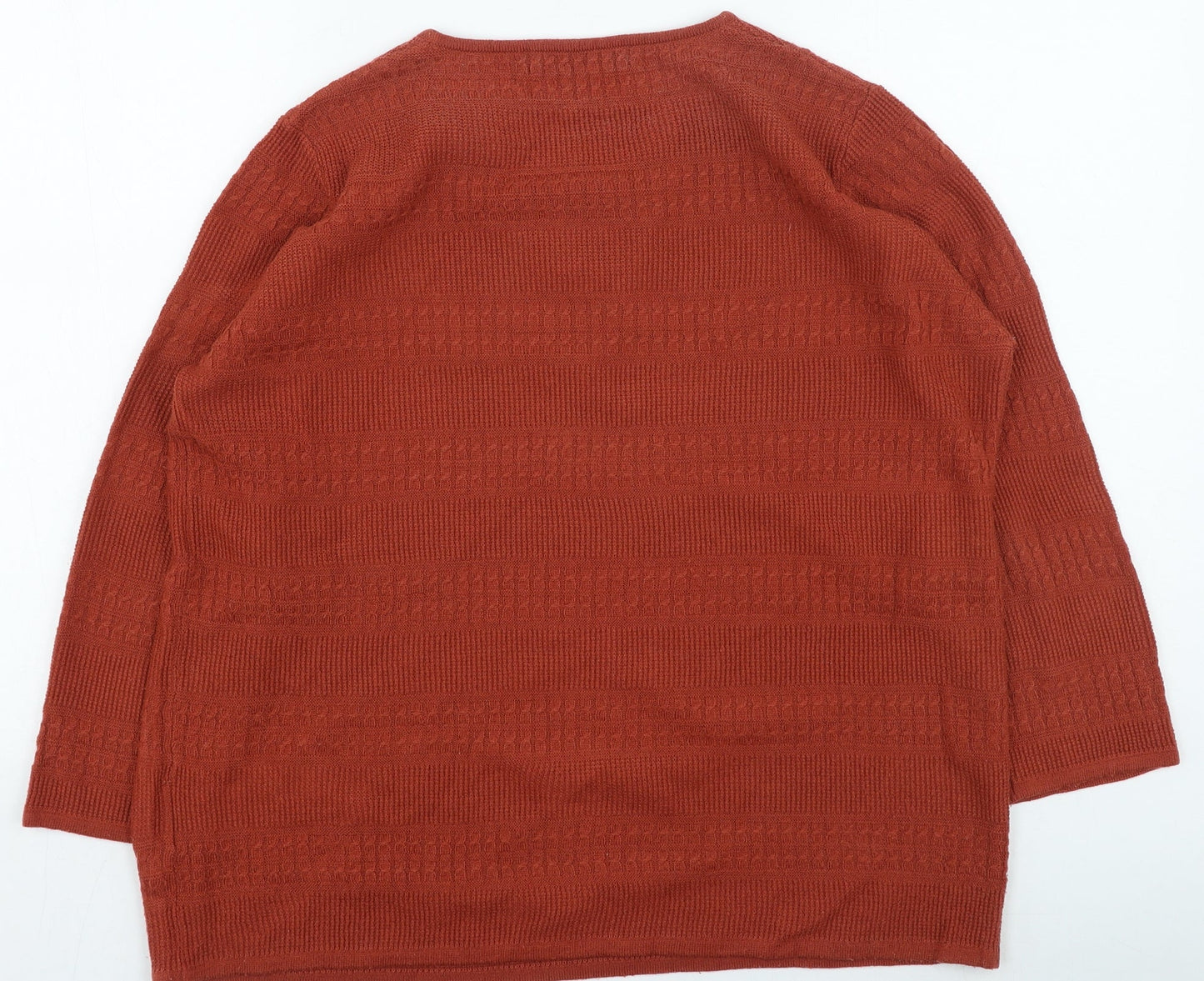 Isle Womens Orange Round Neck Acrylic Pullover Jumper Size 14