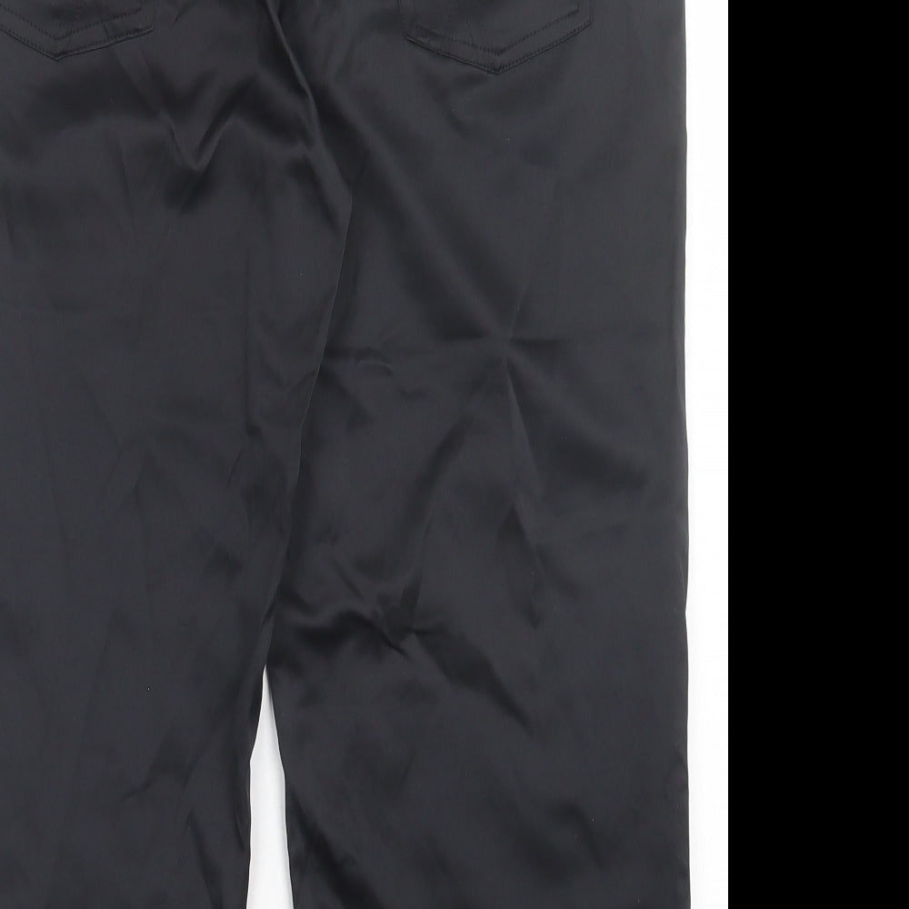 afeil Womens Black Cotton Cropped Trousers Size XL L20 in Regular Button