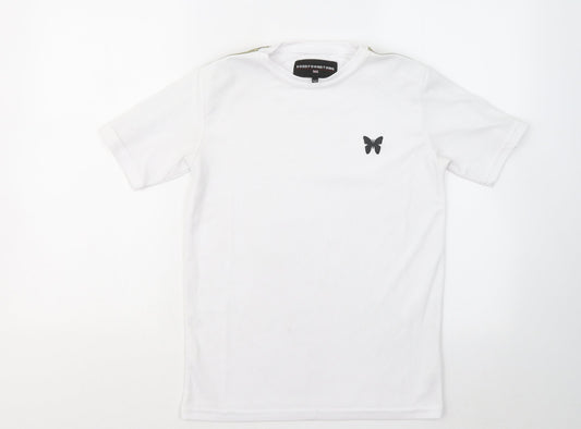 Good For Nothing Boys White Polyester Basic T-Shirt Size 12-13 Years Round Neck
