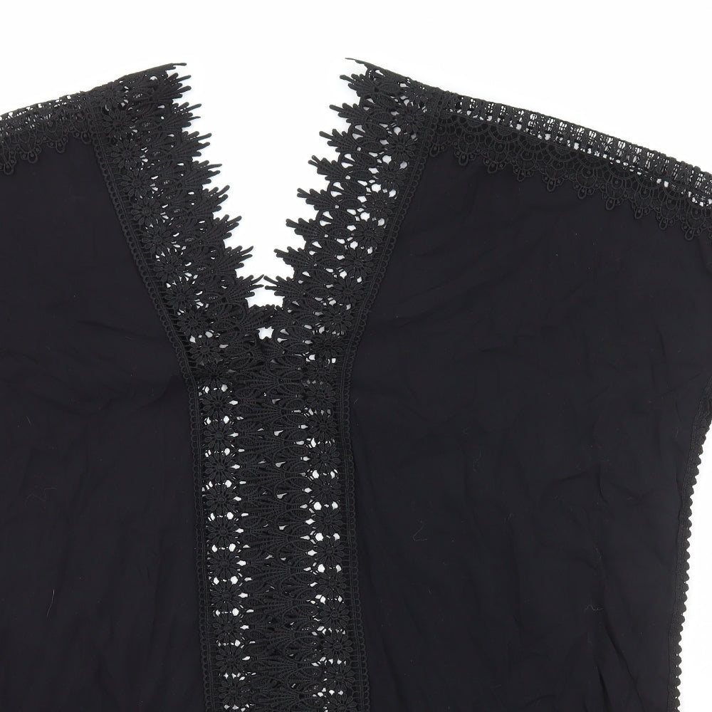 New Look Womens Black Viscose Basic Blouse Size S V-Neck