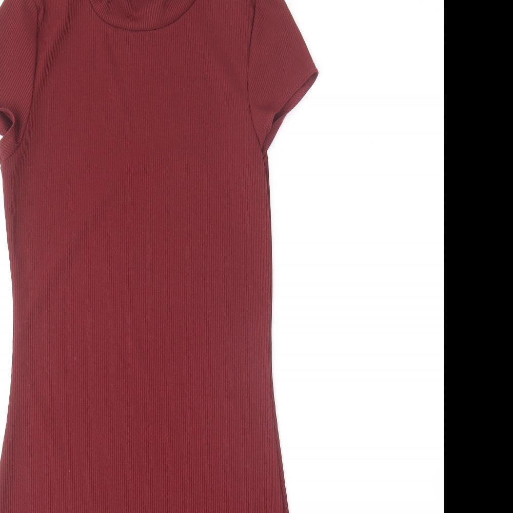Boohoo Womens Purple Polyester Bodycon Size 8 Crew Neck