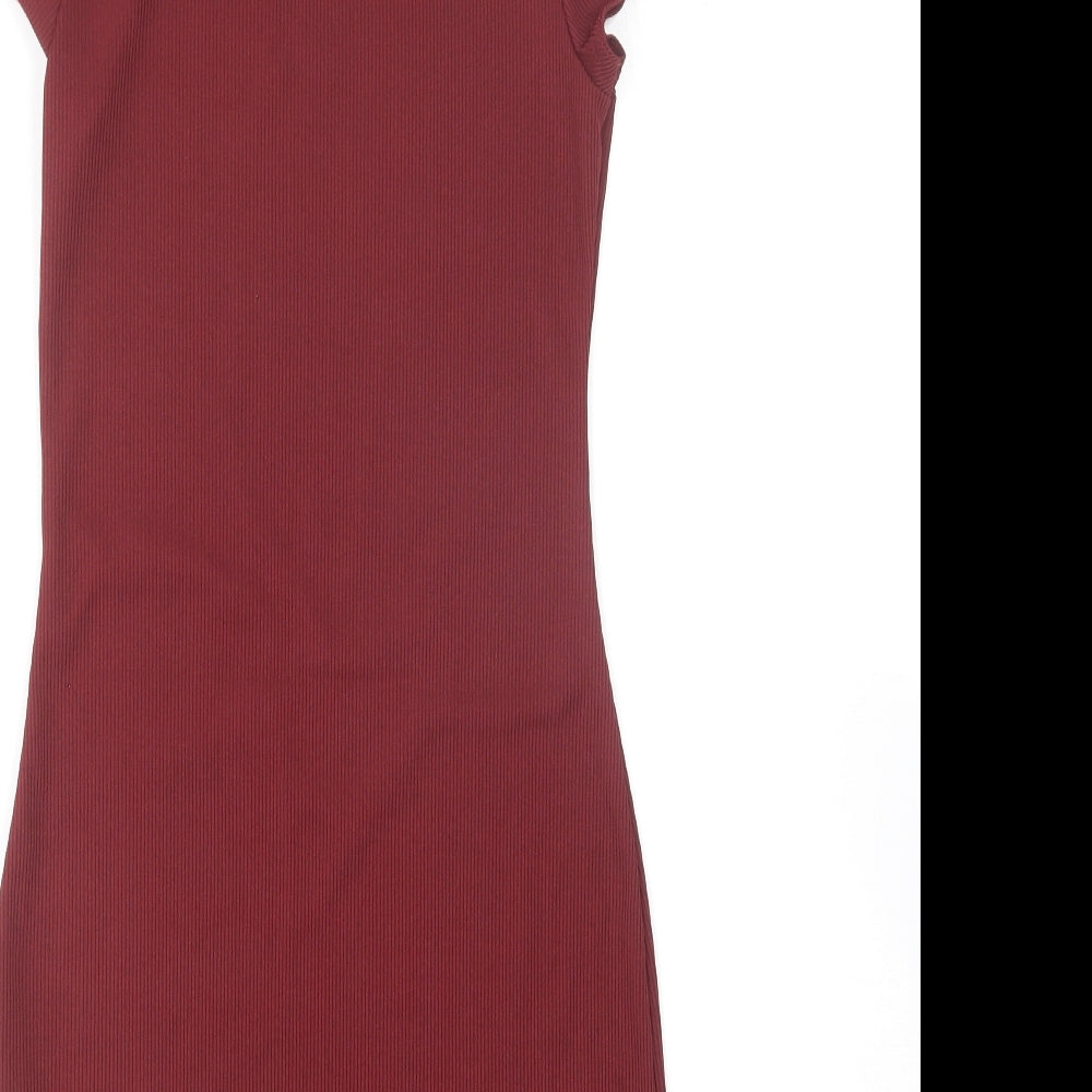 Boohoo Womens Purple Polyester Bodycon Size 8 Crew Neck