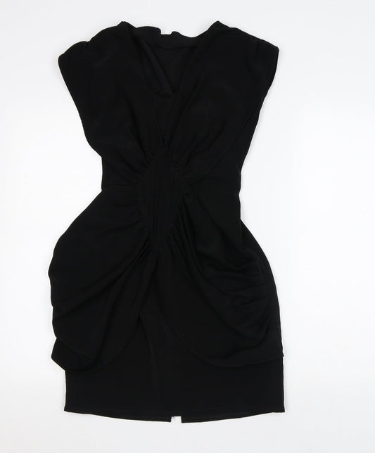 Du-Dee Womens Black Polyester Fit & Flare Size S Round Neck