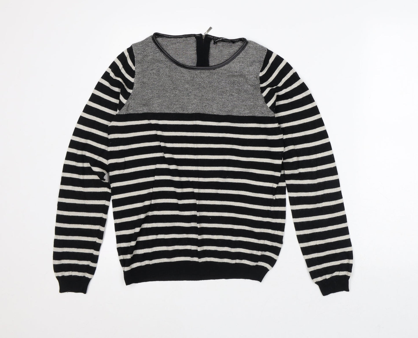 Autograph Womens White Striped Viscose Pullover Sweatshirt Size 8