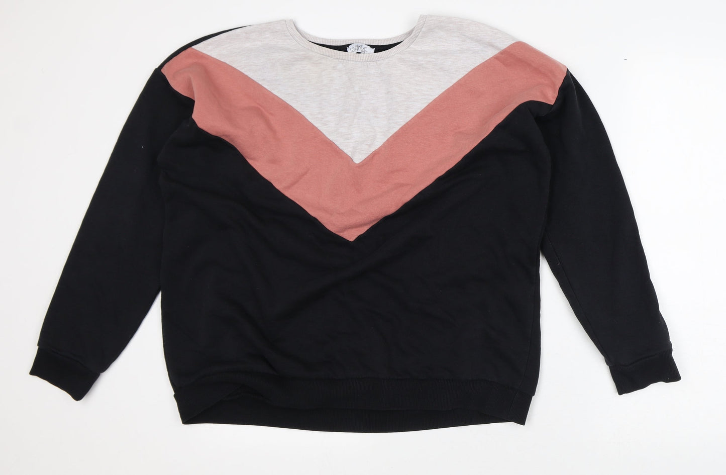 Papaya Womens Black Striped Polyester Pullover Sweatshirt Size 10