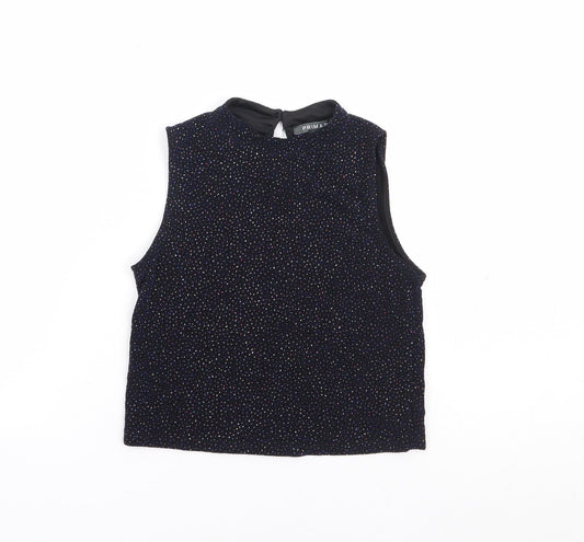 Primark Girls Blue Nylon Jersey Tank Size 10-11 Years Mock Neck Pullover