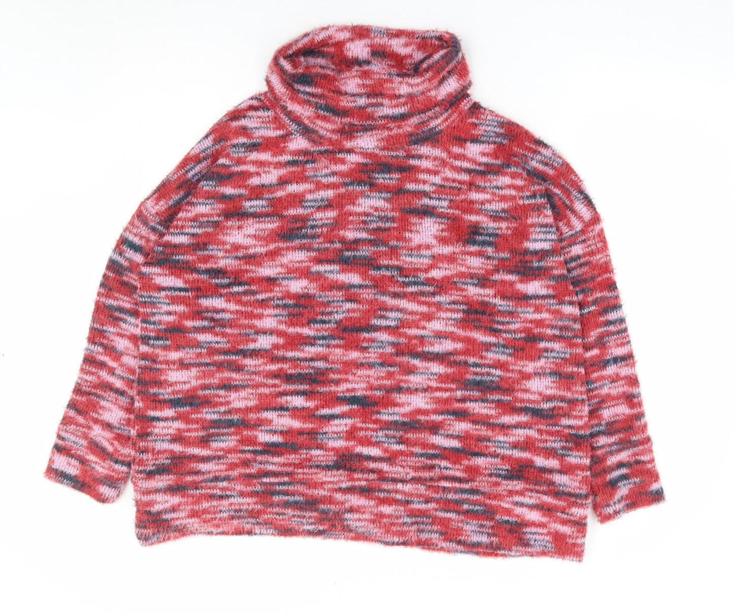 M&Co Womens Multicoloured Roll Neck Polyester Pullover Jumper Size 14