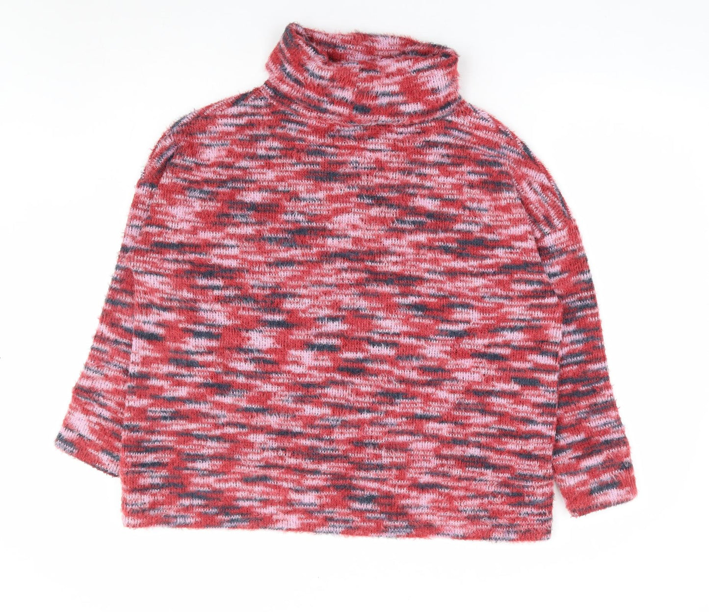 M&Co Womens Multicoloured Roll Neck Polyester Pullover Jumper Size 14