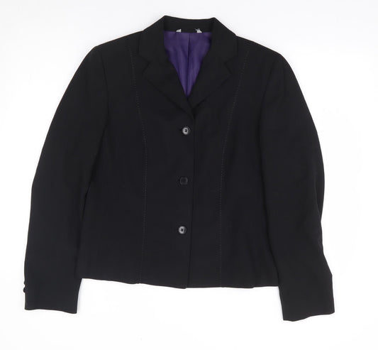 Preworn Womens Black Polyester Jacket Suit Jacket Size M