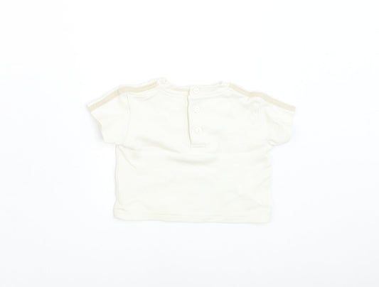 George Boys Ivory Cotton Basic T-Shirt Size 0-3 Months Round Neck Pullover