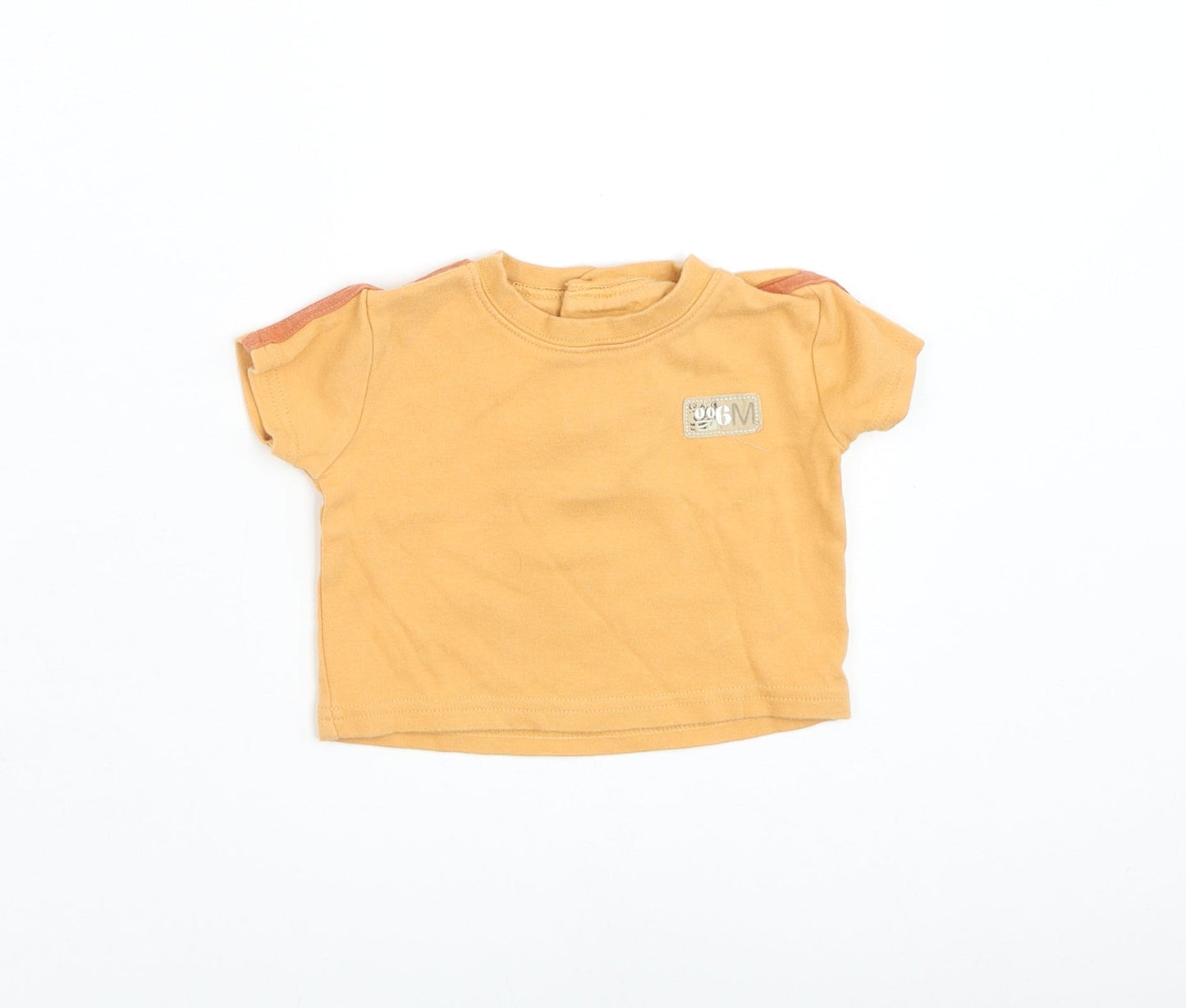 George Boys Orange Cotton Basic T-Shirt Size 0-3 Months Round Neck Pullover