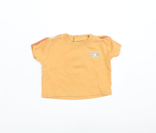 George Boys Orange Cotton Basic T-Shirt Size 0-3 Months Round Neck Pullover