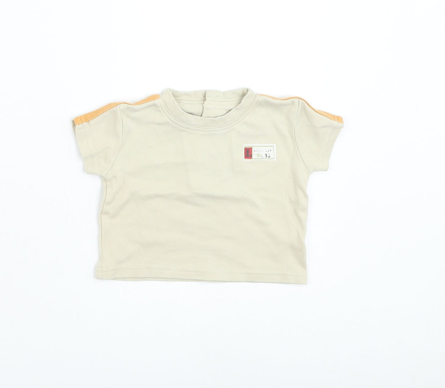 George Boys Beige Cotton Basic T-Shirt Size 0-3 Months Round Neck Pullover