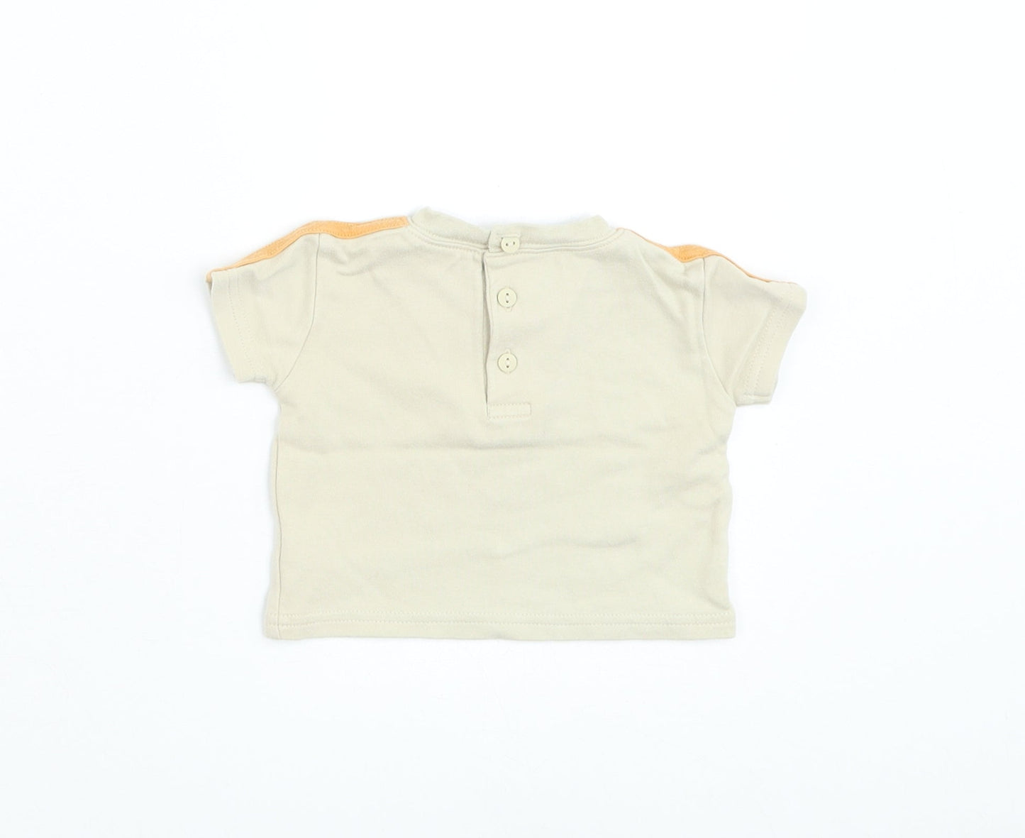 George Boys Beige Cotton Basic T-Shirt Size 0-3 Months Round Neck Pullover