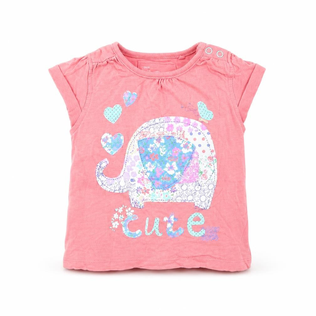 TU Girls Pink Cotton Basic Tank Size 9-12 Months Round Neck Pullover - Elephant