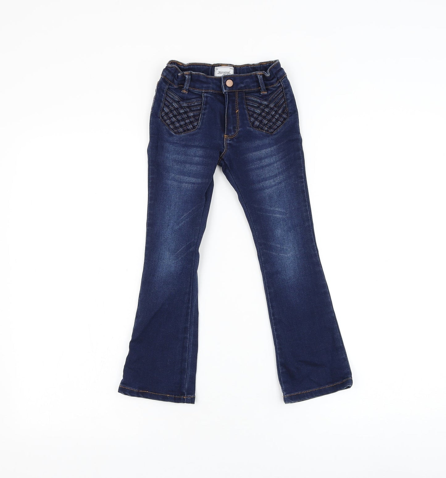 Mayoral Girls Blue Polyester Flared Jeans Size 5-6 Years Regular Zip