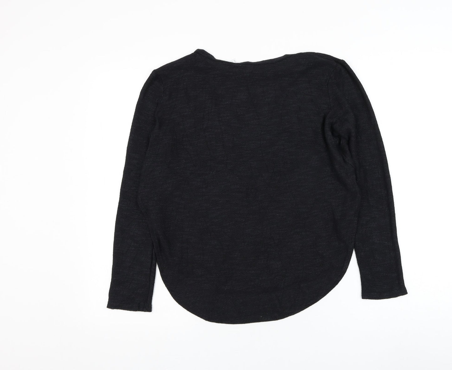 H&M Womens Black Round Neck Viscose Pullover Jumper Size S
