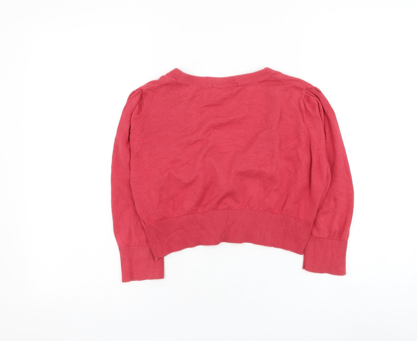 Marks and Spencer Womens Red Square Neck Cotton Cardigan Jumper Size 14