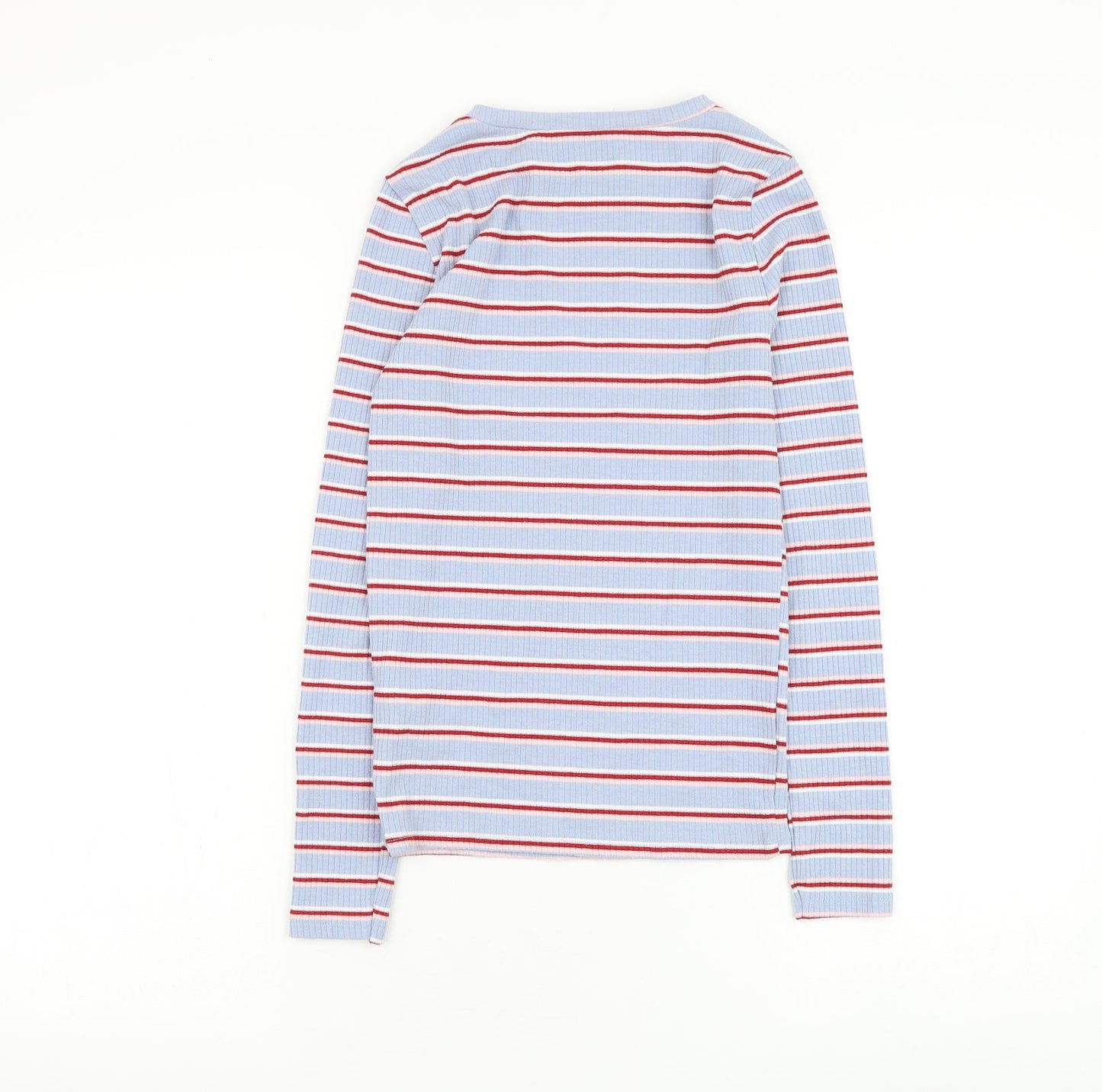 New Look Womens Blue Round Neck Striped Polyester Pullover Jumper Size 8