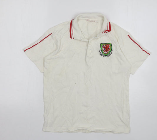 Wales FA Boys White Cotton Basic Polo Size XL Collared - Wales
