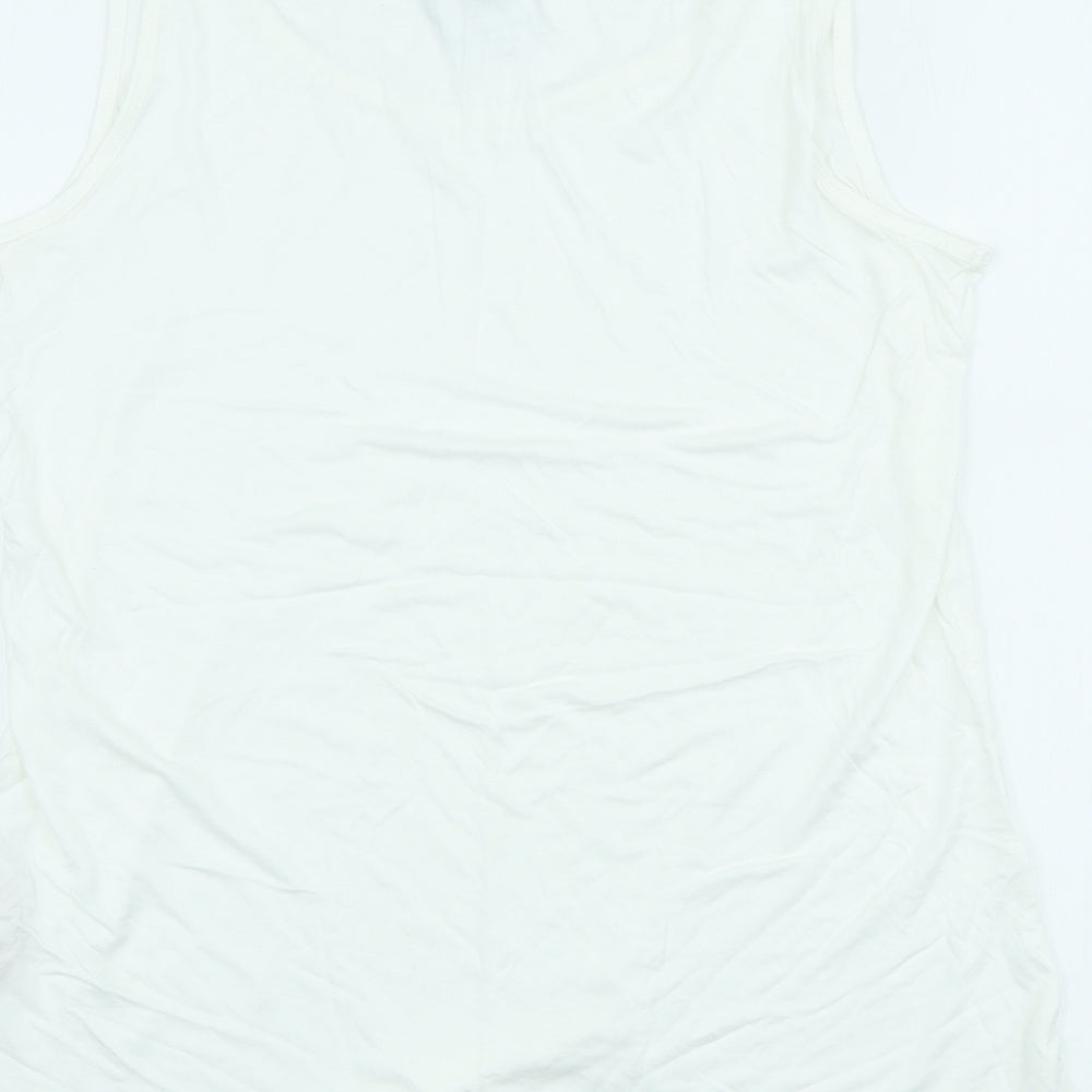 Dorothy Perkins Womens White Viscose Basic Tank Size 14 Scoop Neck